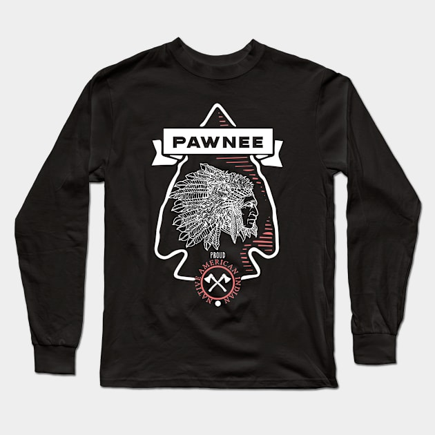 Pawnee  Tribe Native American Indian Proud Arrow Vintage Long Sleeve T-Shirt by The Dirty Gringo